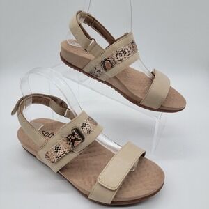 Softwalk Bimmer Sandals Snake Print Women's 8WW Beige Leather Straps Shoes